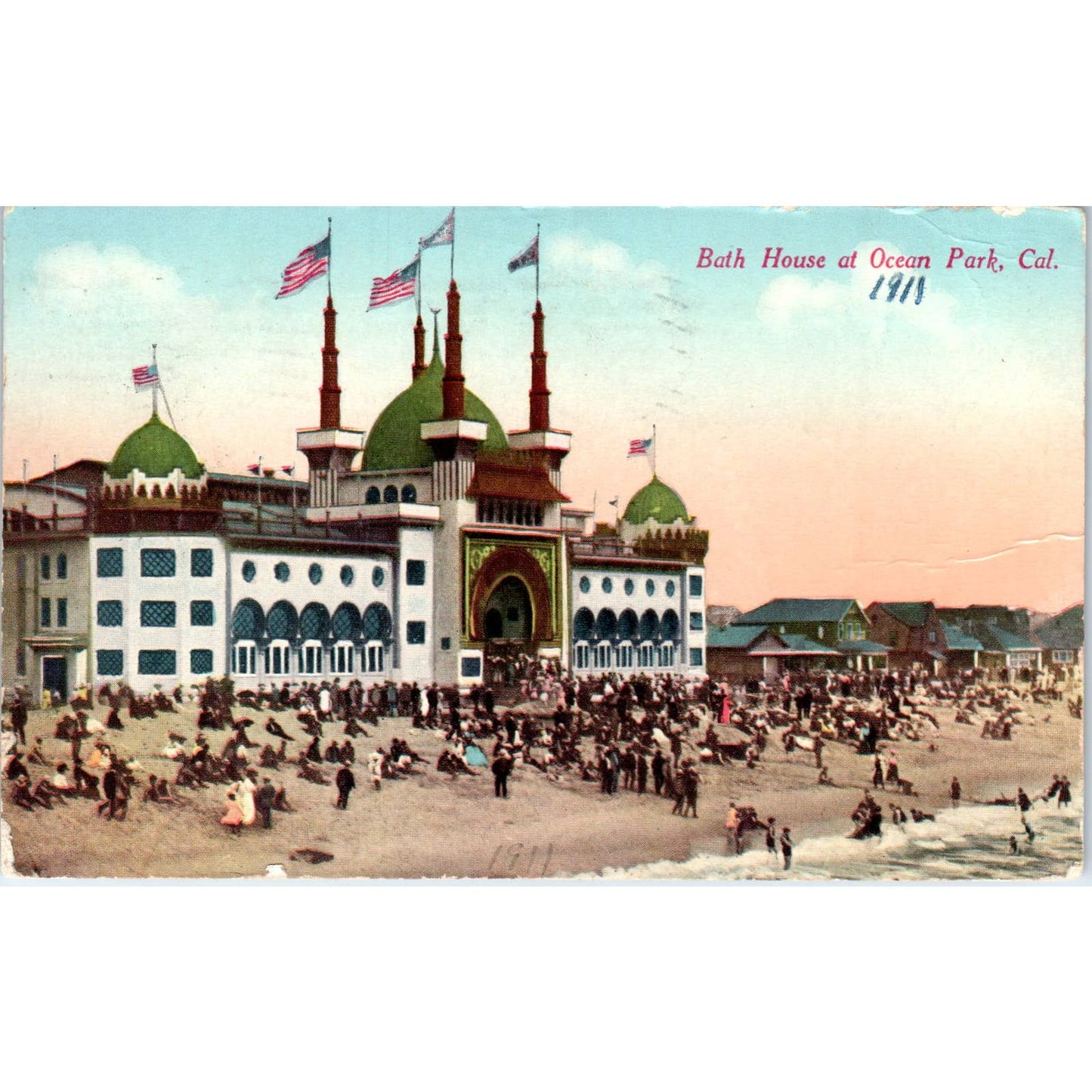 Ocean Park California Bath House 1911 Original Postcard TK1-25