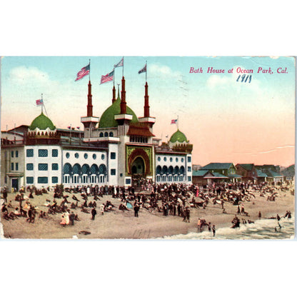 Ocean Park California Bath House 1911 Original Postcard TK1-25