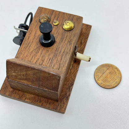 Handmade Black Walnut Old Fashioned Telephone Magnet Doll House Furniture TF7-4