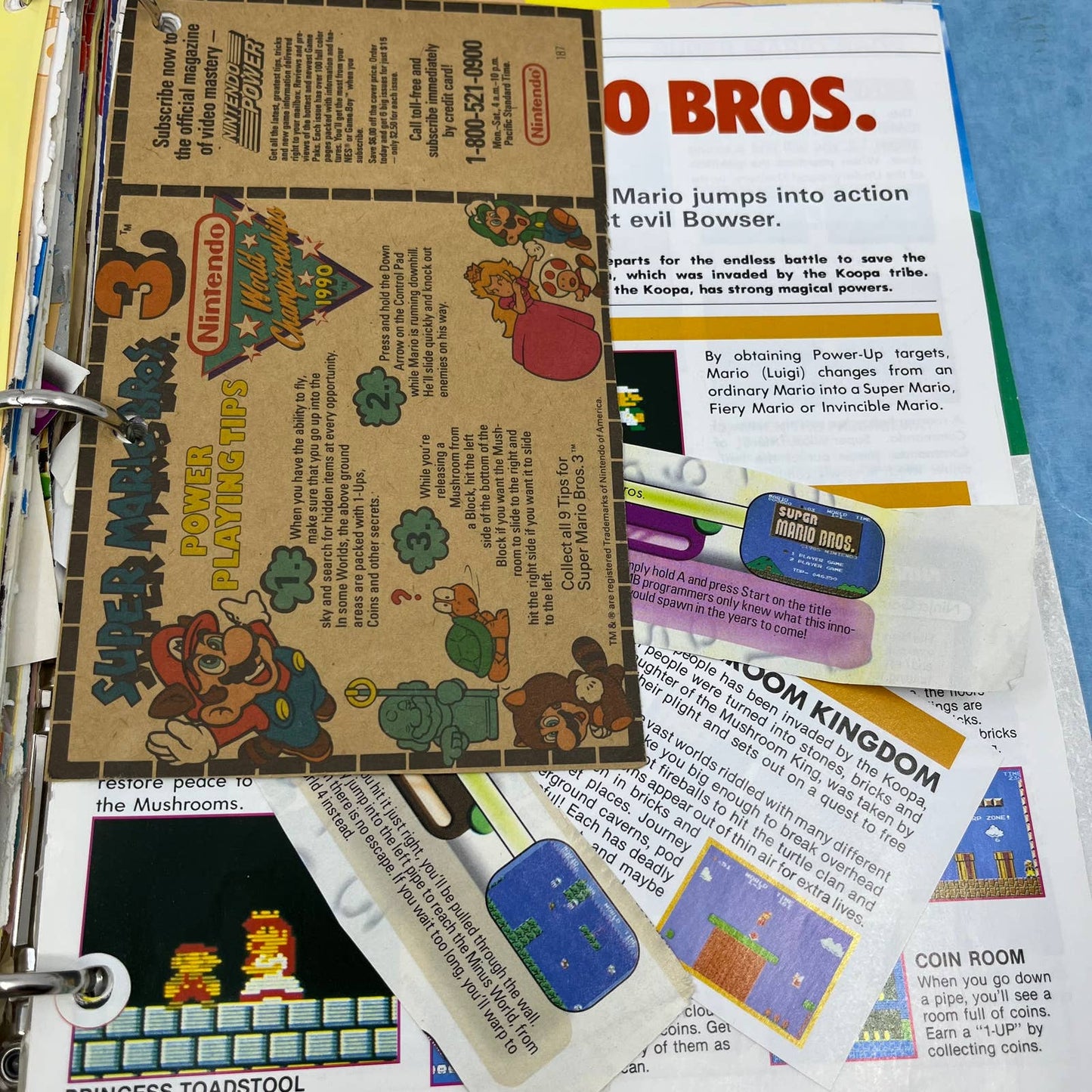 c1989 Binder of Clipped NES Maps and Articles From Nintendo Power Magazine TJ6-1