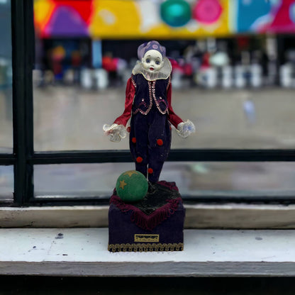 Madame Verte Clown Doll Le Petit Pierrot  Music Box Harlequin Pierrot 16”