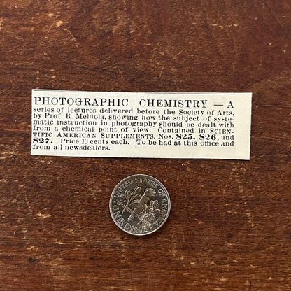 Photographic Chemistry Prof. R. Meldola Original Advertisement AD8-P28