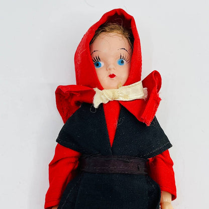 Antique Amish Girl Doll Brown Hair Blue Eyes 5” Hard Plastic TE1