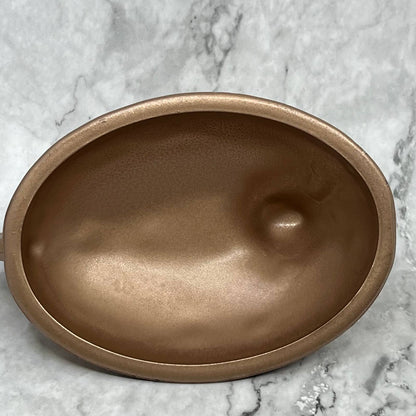 Vintage Rose Gold Glass Nesting Hen On Nest Candy Dish 5x7” TJ8