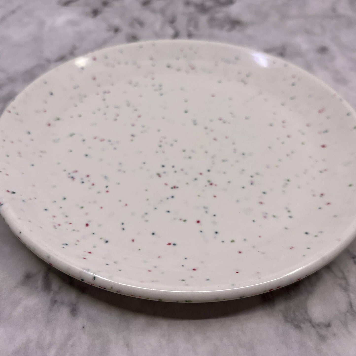 MCM Imperial Ware Speckled Confetti White Dessert Plate Melmac Malamine TA3