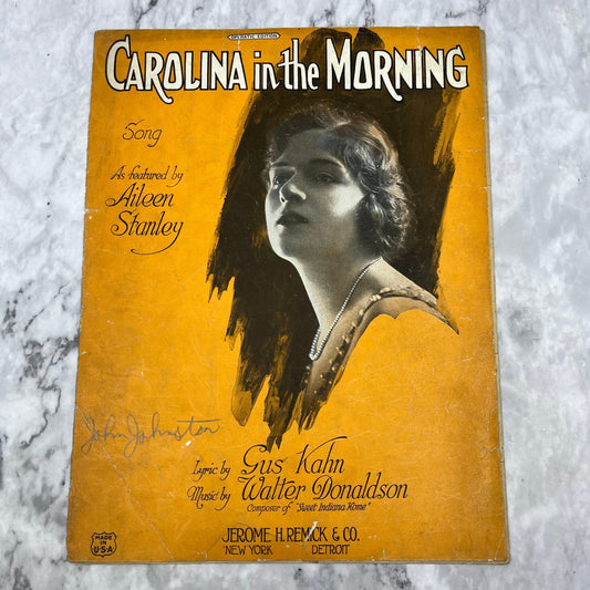 Carolina In The Morning 1922 Sheet Music Gus Kahn Walter Donaldson V38