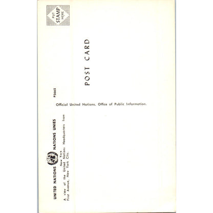 United Nations Building 1960s Original Postcard TK1-P18