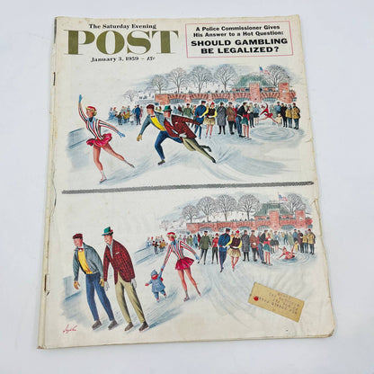 Saturday Evening Post January 3, 1959 Legalized Gambling Central Park Cover BA4