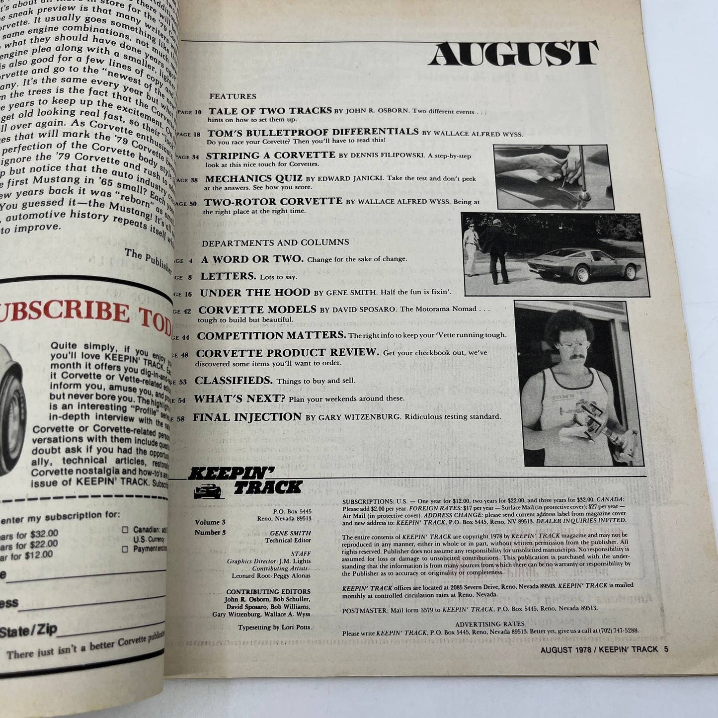 1978 Aug Keepin' Track of Vettes Corvette Magazine Bulletproof Differentials TG1