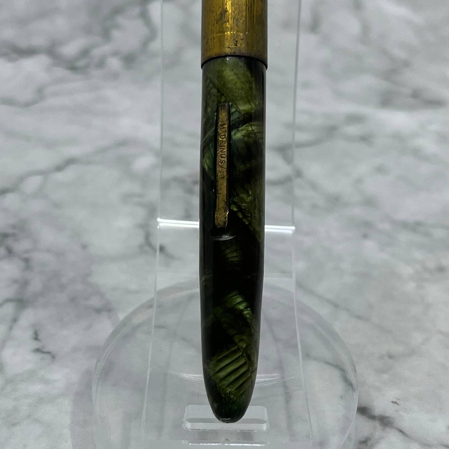 Vintage CHAMPION Marbleized Green Celluloid Fountain Pen Lever Fill SE6