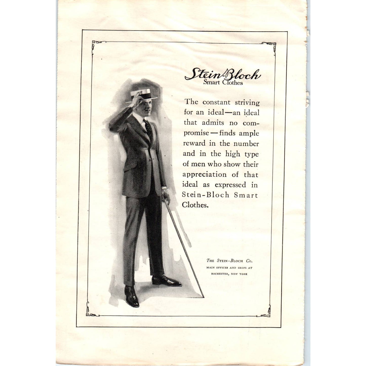 c1920 Harper's Magazine Ad - Stein-Bloch Smart Clothes Rochester NY EA3