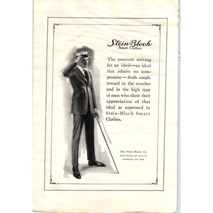 c1920 Harper's Magazine Ad - Stein-Bloch Smart Clothes Rochester NY EA3
