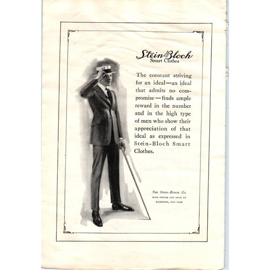 c1920 Harper's Magazine Ad - Stein-Bloch Smart Clothes Rochester NY EA3