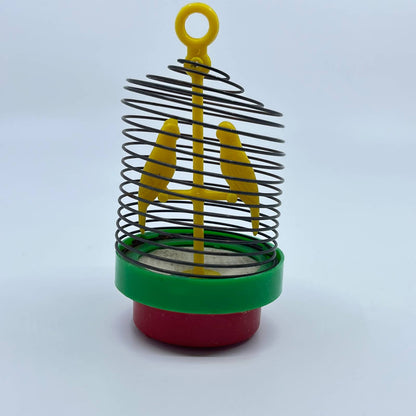 Vintage Chirping Bird Cage Hanging Novelty Christmas Ornament Made in USA 4” TE1