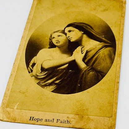 1860s Sepia on Card Hope and Faith Virgin Mary Jesus Portland ME 2.5 x 4” C1