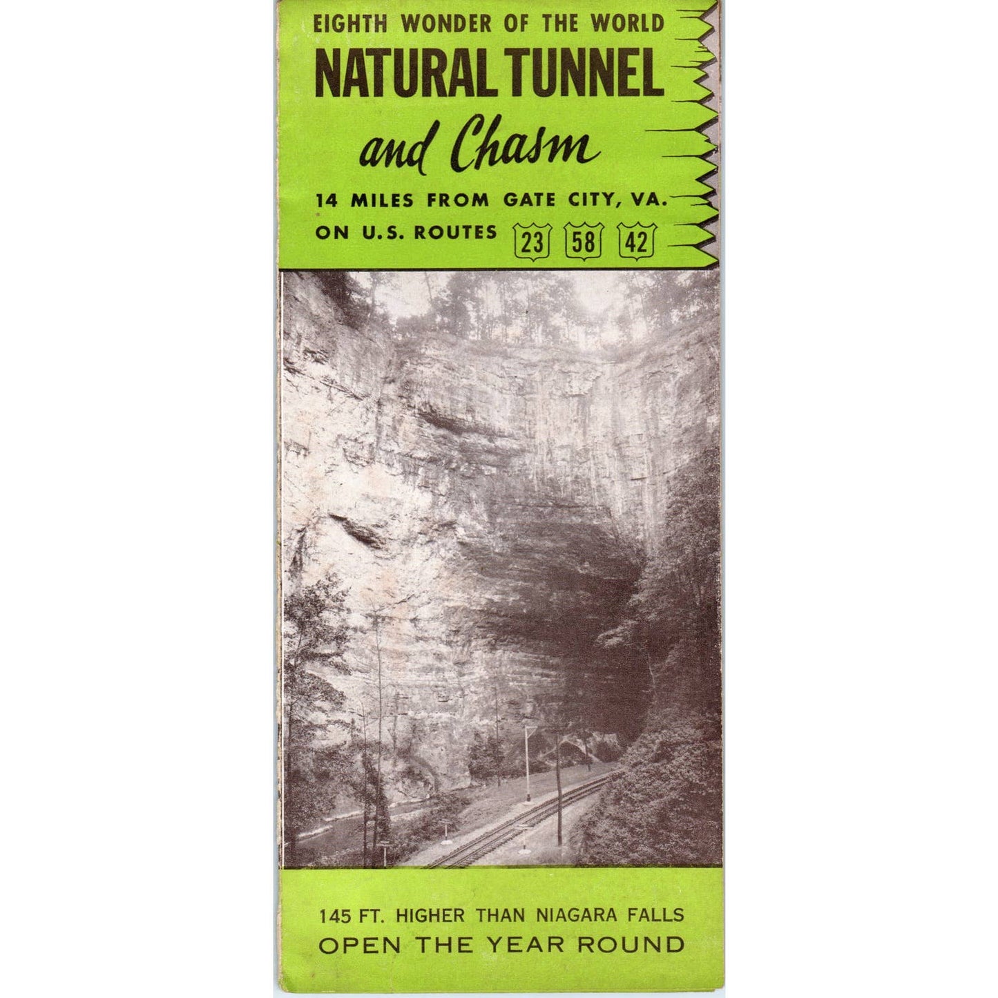 Vintage Eighth Wonder Natural Tunnel & Chasm Gate City VA Travel Brochure SE3-3