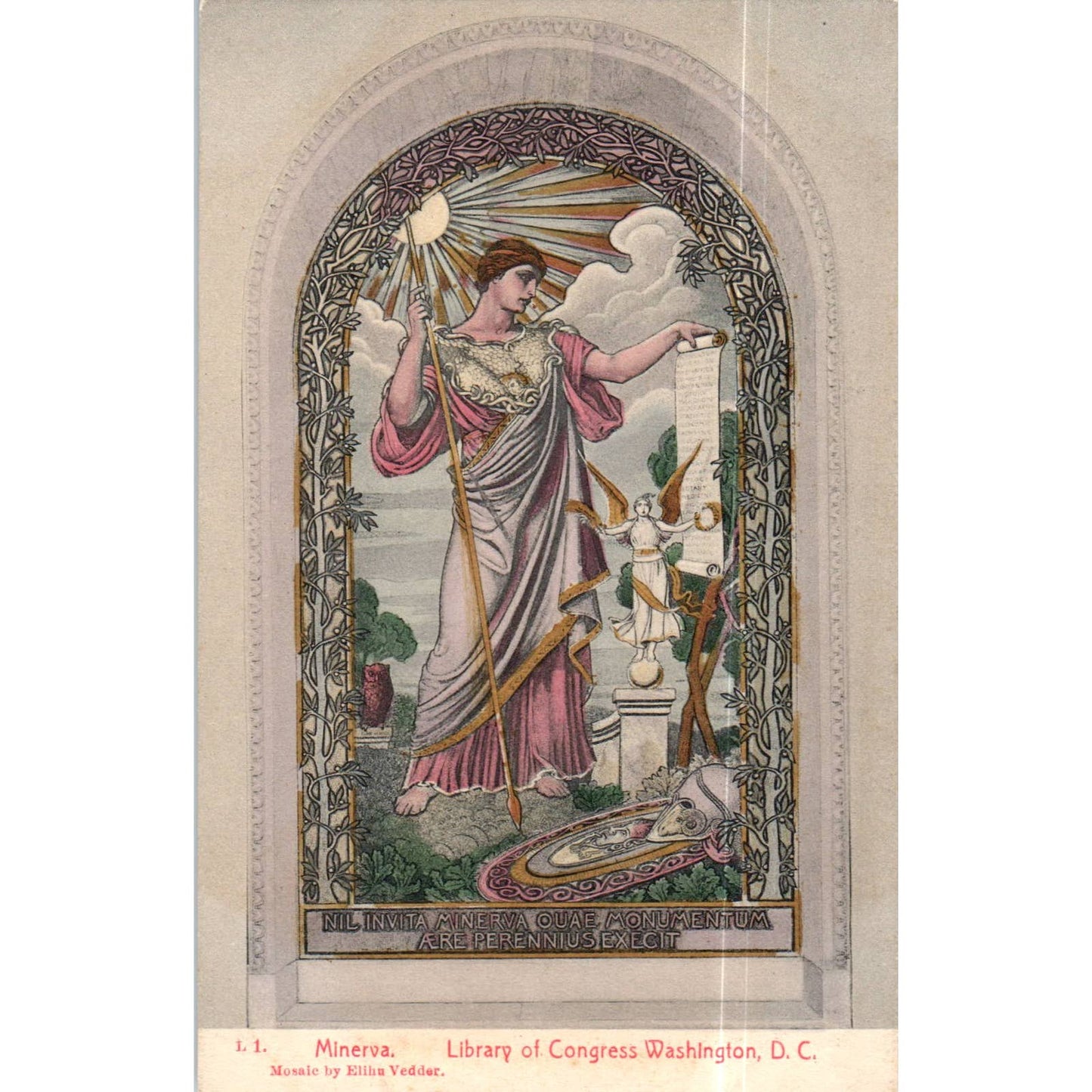 Minerva Library of Congress Washington D.C. c1905 Original Postcard TK1-P13