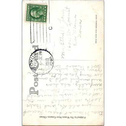 Victorian Couple Playing Tennis 1913 Original Postcard TK1-23