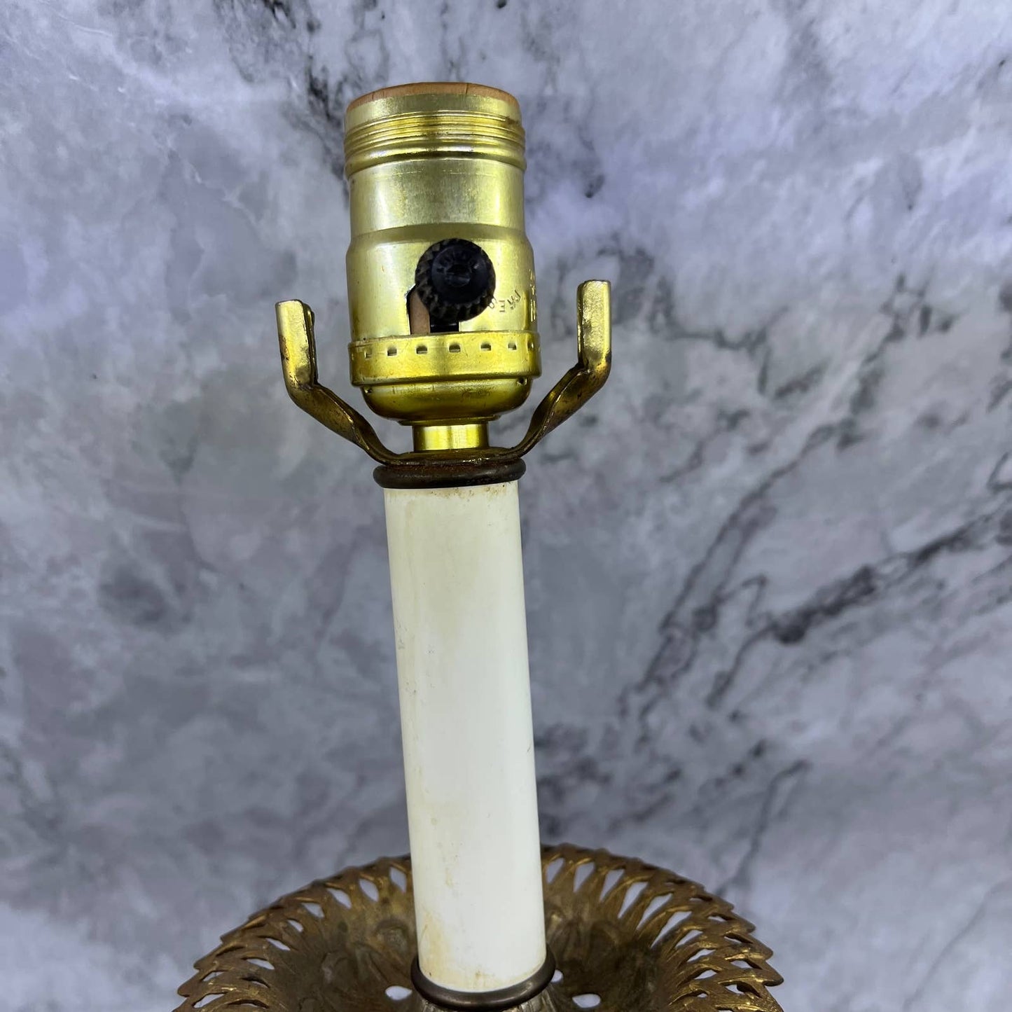 1970 Hollywood Regency Glam Lamp Crystal Glass & Brass EF Industries 23" WORKS