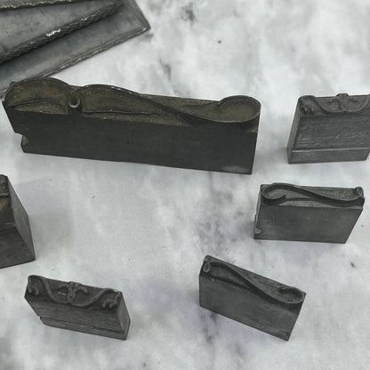 Huge Lot Vintage Letterpress Printers Block Plates Borders & Flourishes SE847