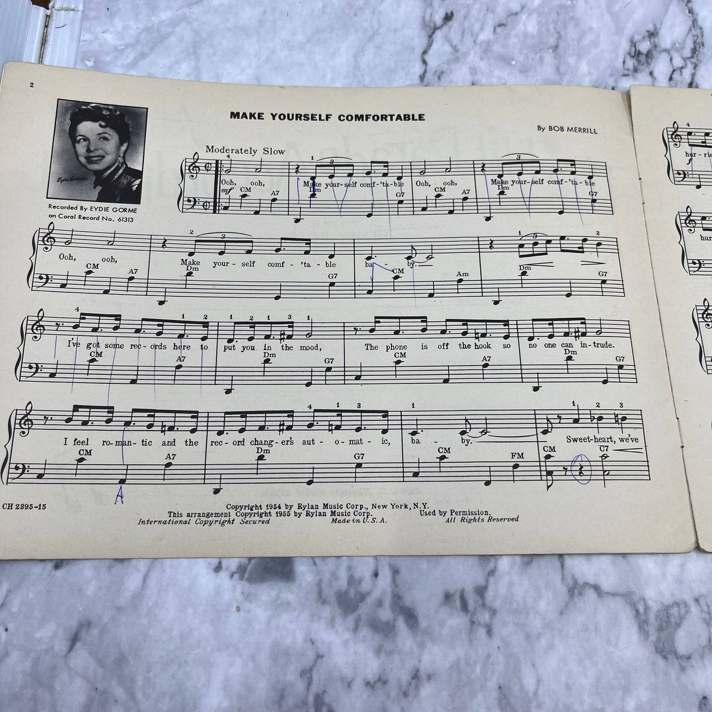 1954 The Hit Parade Accordionist Sheet Music Book Chas. H. Hansen V39-4
