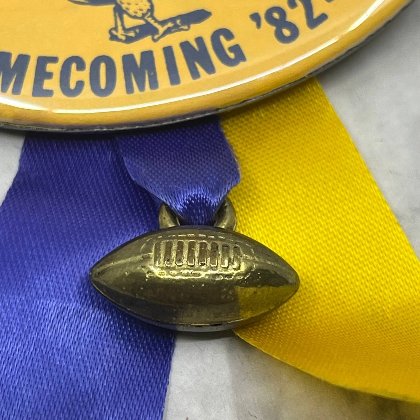 1982-83 Hermantown Hawks Homecoming Pinback Button w/ Football Charm SF1