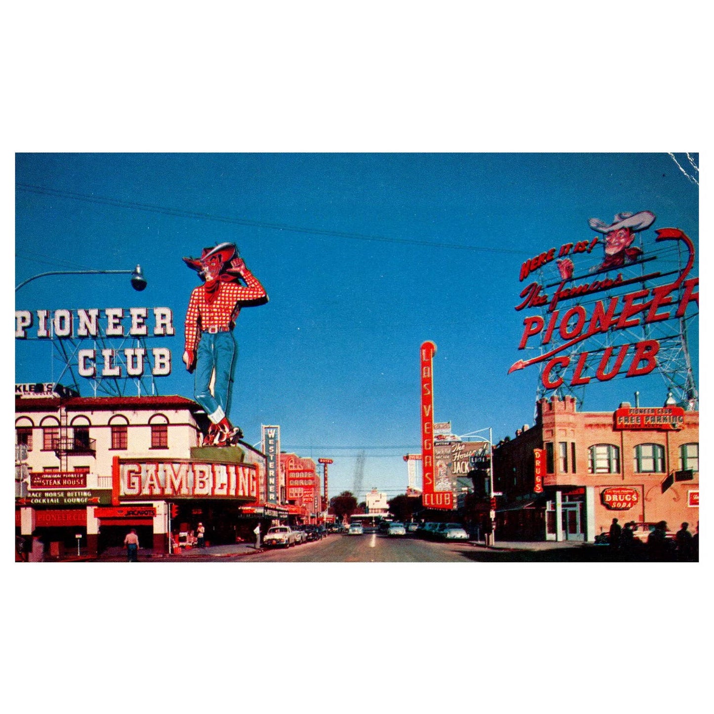Vintage Postcard - Fremont Street Las Vegas Nevada 1954 TJ6-1