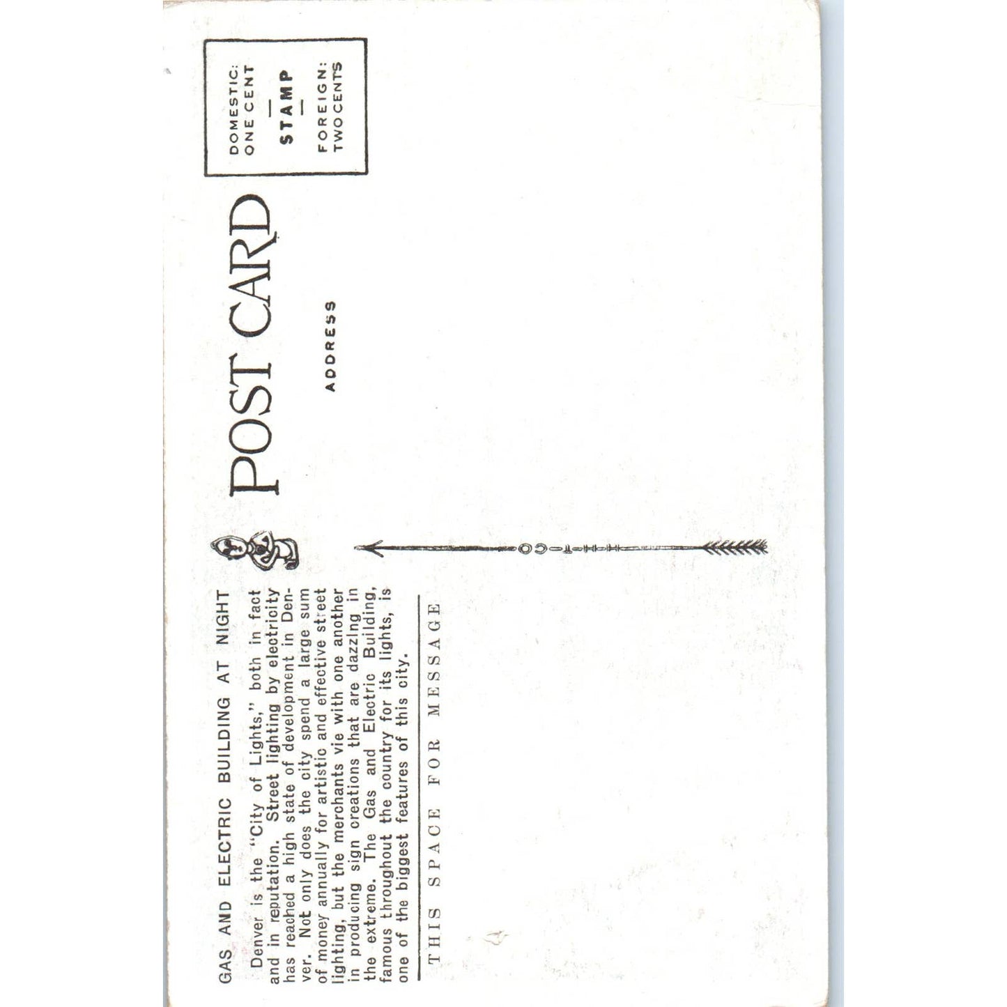 Gas and Electric Building at Night Denver Colorado Original Postcard TK1-29