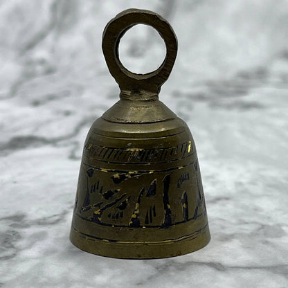 Vintage Etched Brass Bell of Sarna 2" India SA2