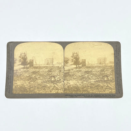 c1900 Stereoview Card San Francisco Earthquake Dynamiting Unsafe walls H1-1