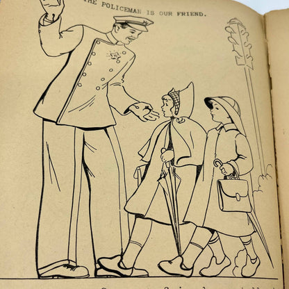 1938 Jumbo Children’s Health and Safety Reading, Coloring Book Merrill TB4