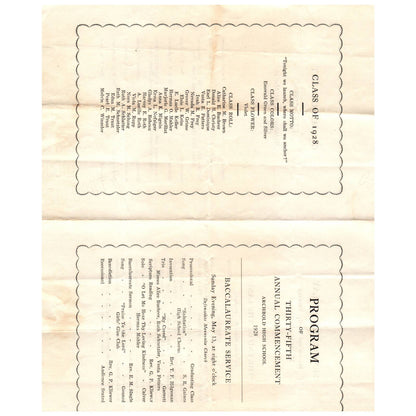 1928 Program 35th Annual Commencement Archbold High School AD8