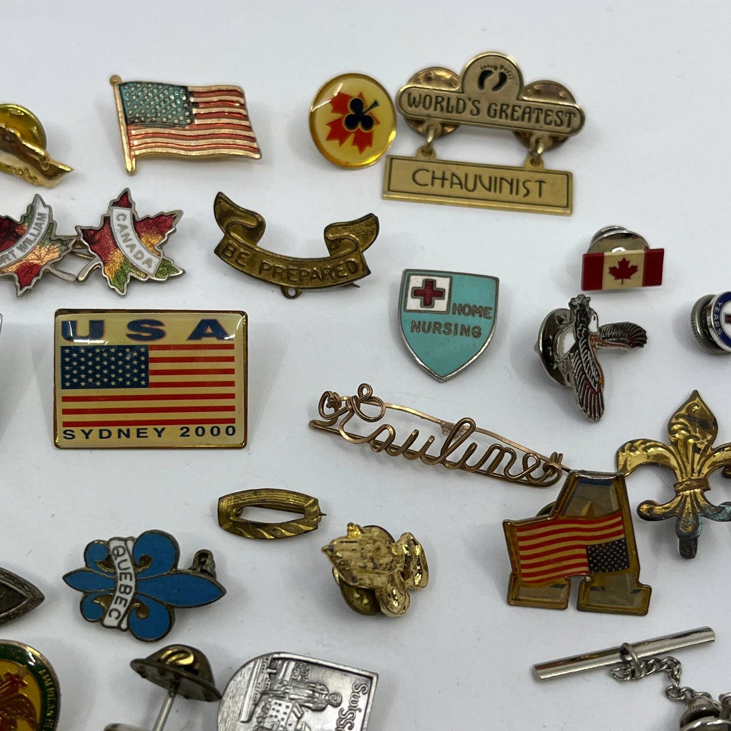 Huge Lot 50+ Vintage Metal & Enamel Pin Pinback Buttons SD9