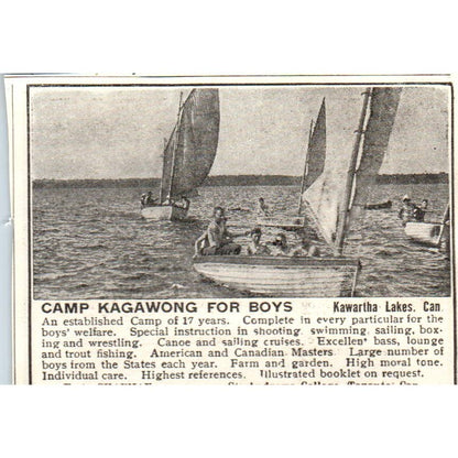 c1920 Harper's Ad - Camp Kagawong for Boys Kawartha Lakes E.A. Chapman EA3-1
