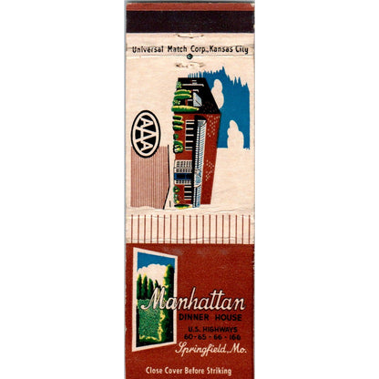 Manhattan Dinner House Springfield MO Advertising Matchbook Cover SA9-M8