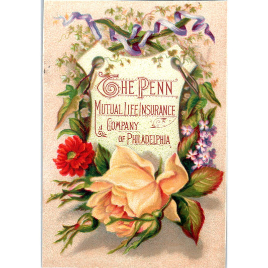 1880s Victorian Trade Card The Penn Mutual Life Insurance of Philadelphia SE8