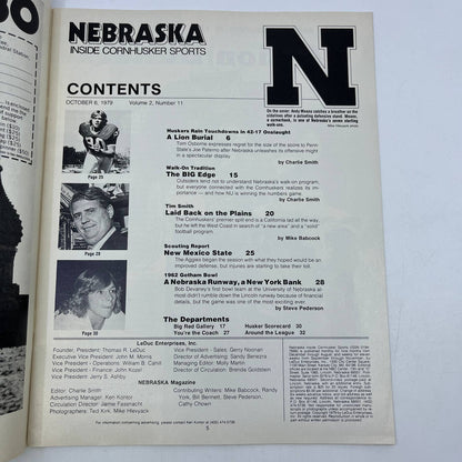 1979 Oct 6 - Nebraska Inside Cornhusker Sports Magazine - Football Walk-Ons TH7