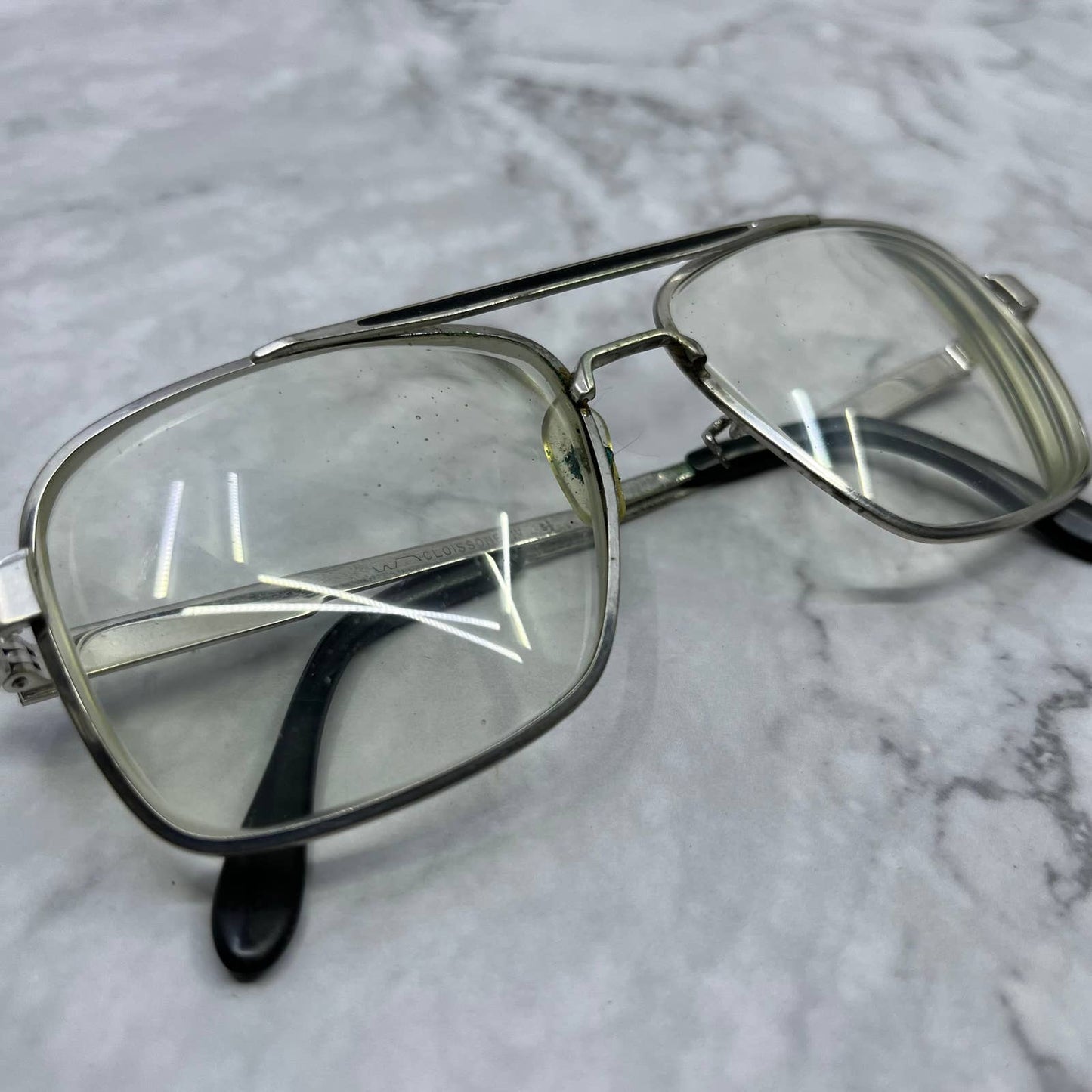 Vintage 1970s Metal Aviator Frame Eyeglasses Cloissone IV Japan 5 1/2 TD1-1