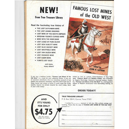 Treasure Trails of The Old West Magazine - Lost Mines Sunken Gold Winter 1975 M6