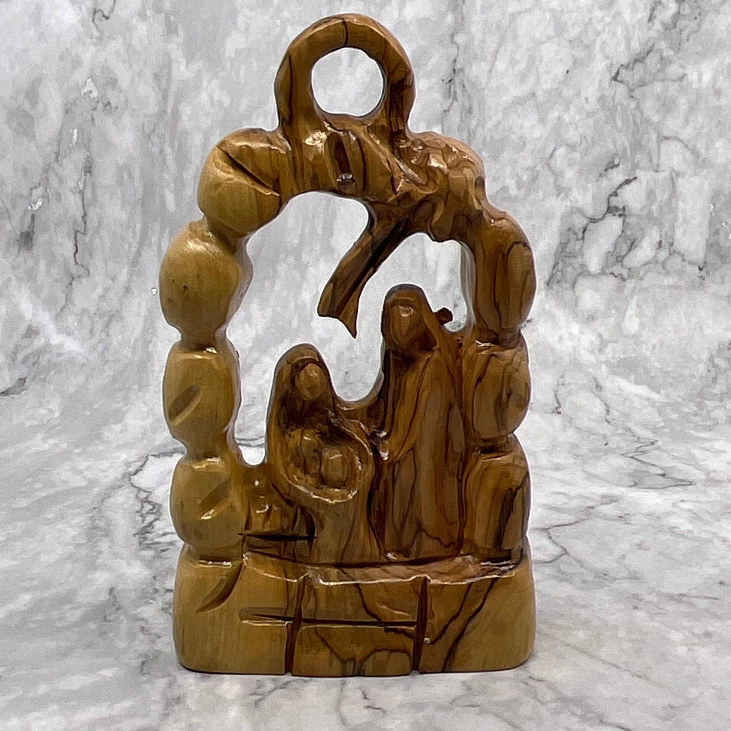 Holy Family Under the Arch Hand Carved Olive Wood Sculpture Jerusalem 4X6.5" TI7
