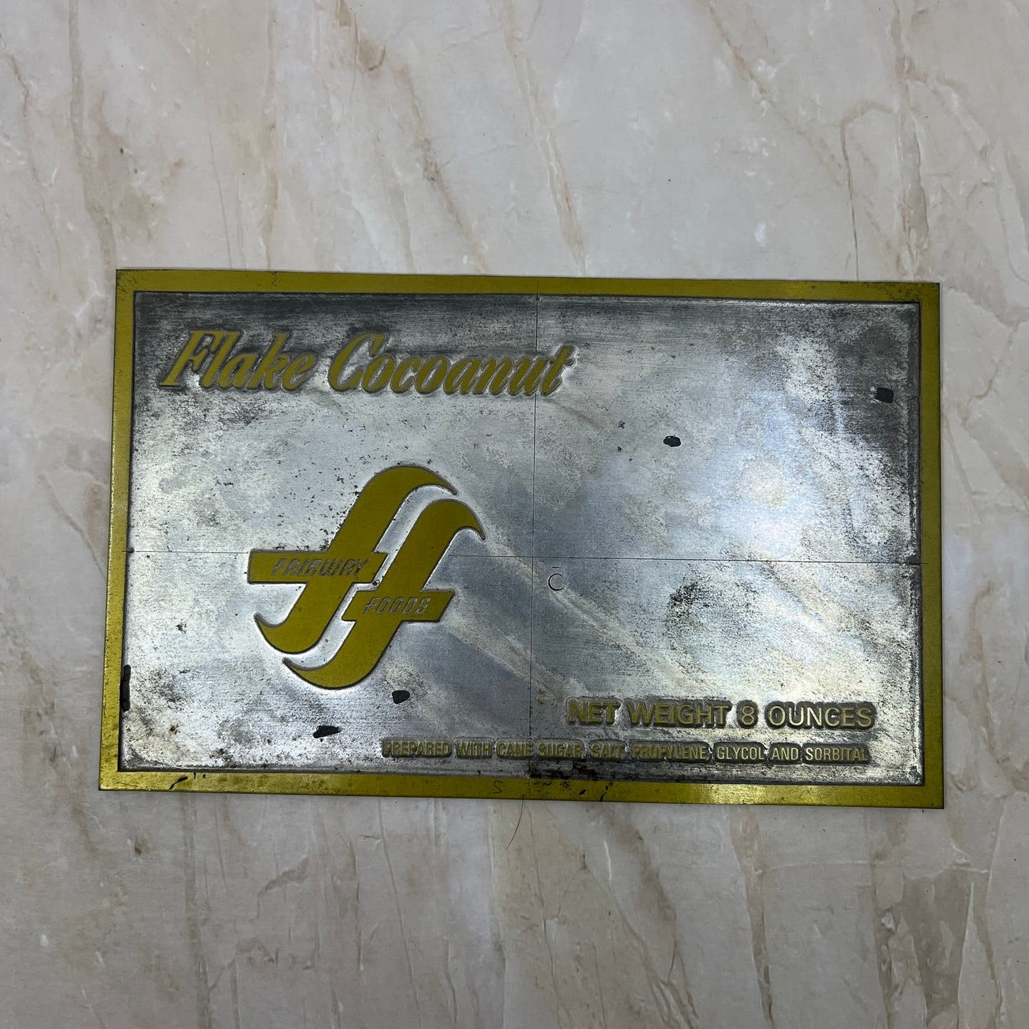 Vintage Newspaper Ad Printing Plate Fairway Foods Flake Coconut TC9-P1-8