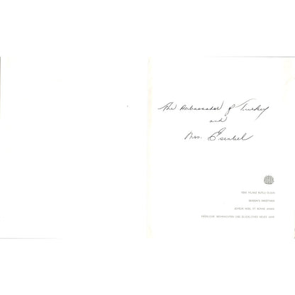 1960s Christmas Card from The Ambassador of Turkey Cloisonne Cover B15