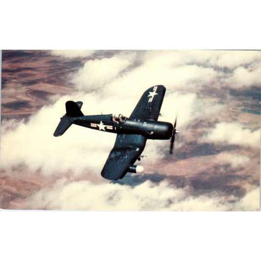 Vintage Postcard F4U Corsair Navy Shipyard Fighter Plane EA3
