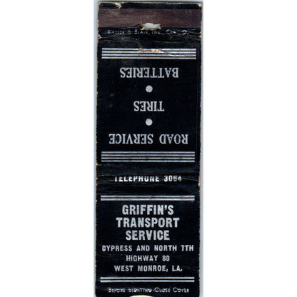 Griffin's Transport Service West Monroe LA Advertising Matchbook Cover SA1-M8