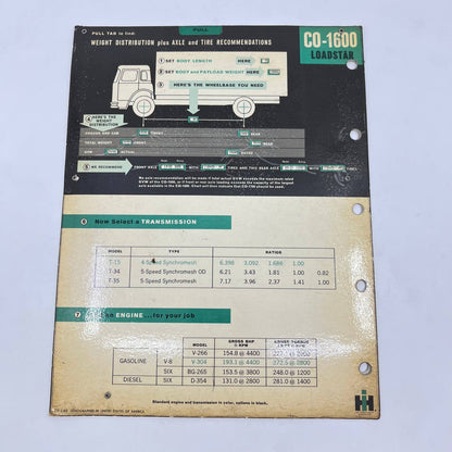 1963 IH Loadstar CO-1600 Tractor Selector Weight Distribution Calculator TF8