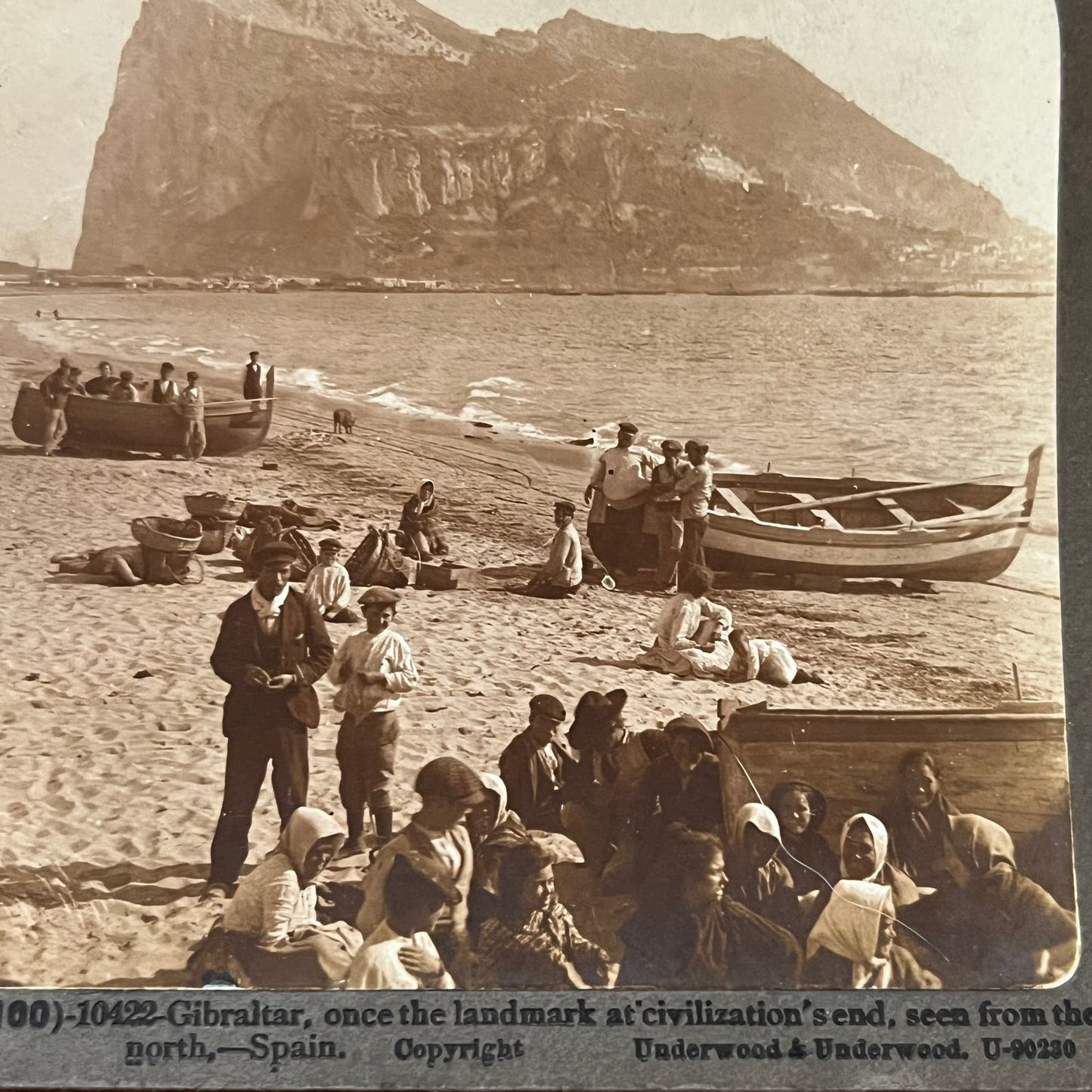Gibraltar Seen From North Spain Antique Stereoview Card TJ9-V1