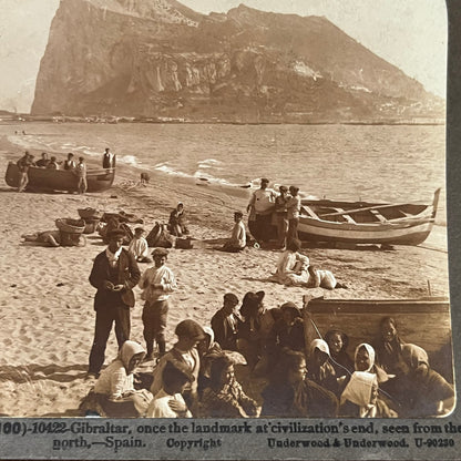 Gibraltar Seen From North Spain Antique Stereoview Card TJ9-V1