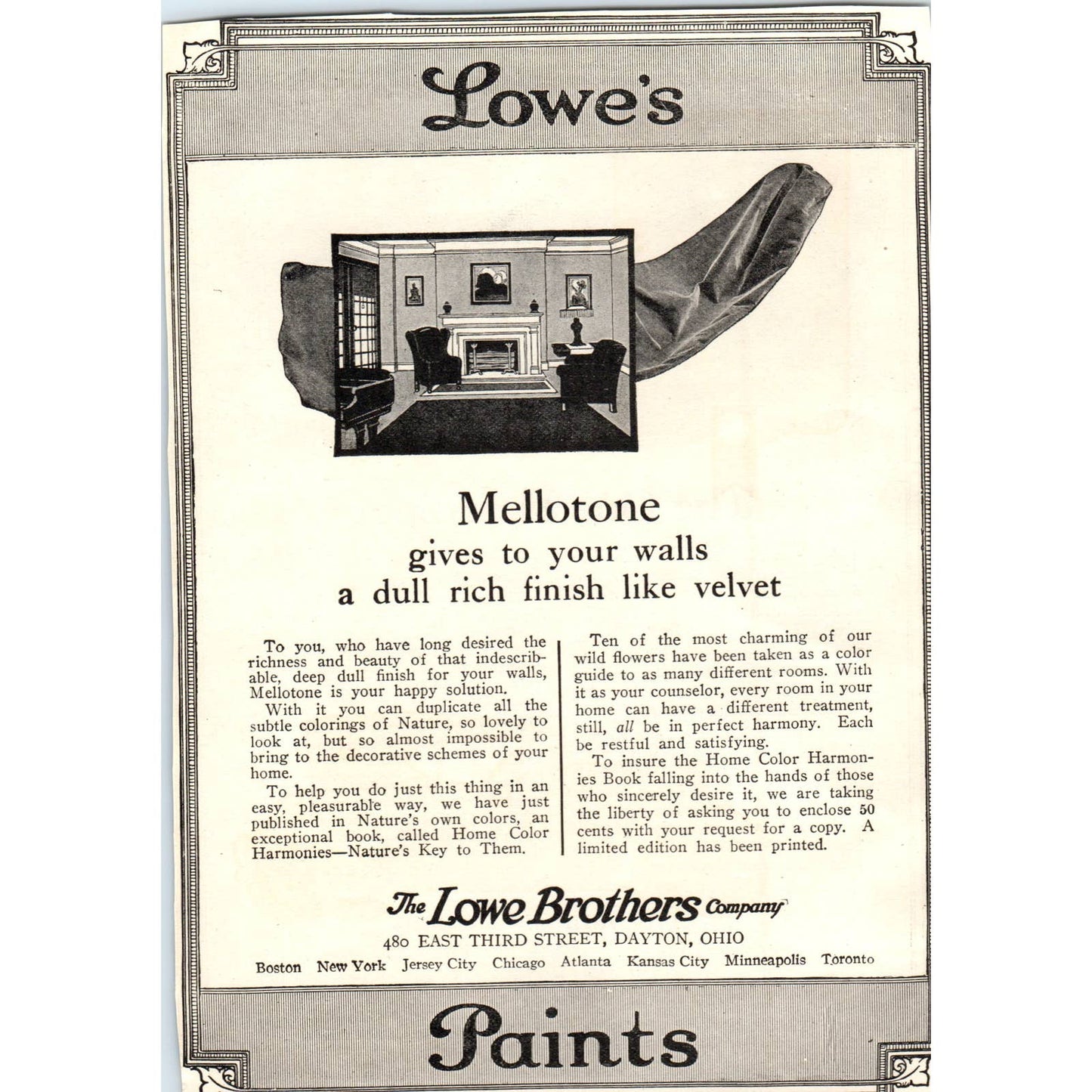 c1920 Harper's Magazine Ad - The Lowes Bros. Company Paints Dayton OH TF6-1