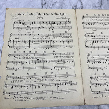 I Wonder Where My Baby Is Tonight Irving Berlin 1925 Sheet Music TK2-SM3