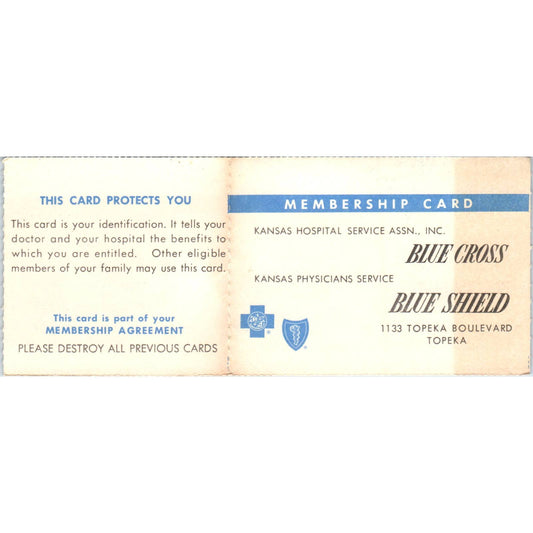 1958 Blue Cross Topeka KS Member Card Omas A. Strickert SE4